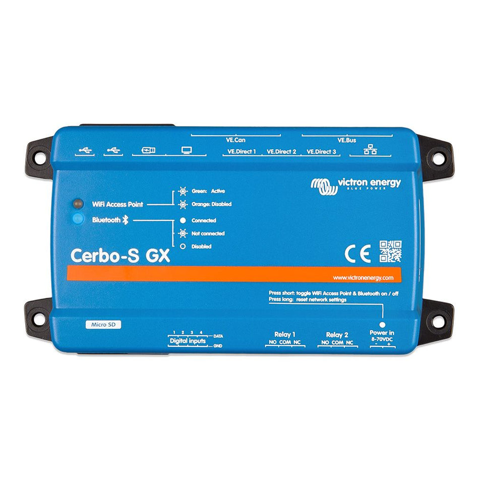 Victron Energy Cerbo-S GX Basic Version Communication Center, 8-70V DC, 3 VE.Direct Ports, 4 Digital Inputs, No BMS-Can Port — Quality Boat Parts
