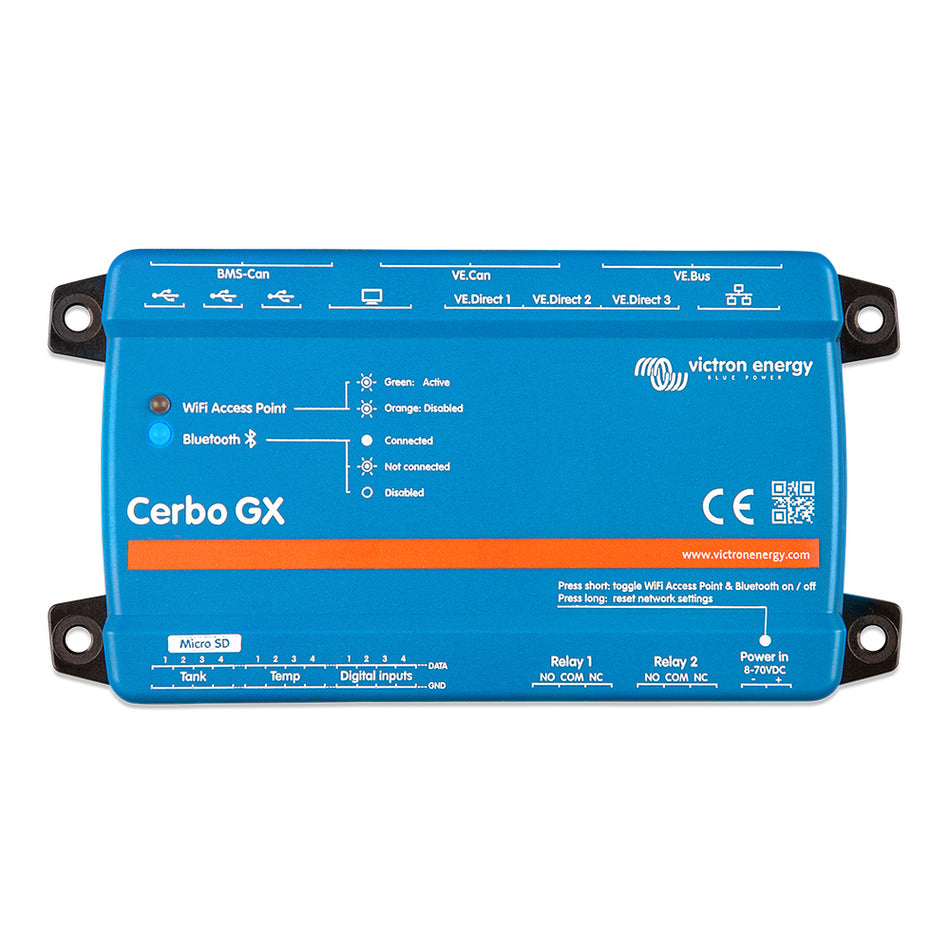 Victron Energy Cerbo GX MK2 Communications Center, 8-70V DC, Dual VE.Can Ports, 3 USB Ports, Bluetooth — Quality Boat Parts