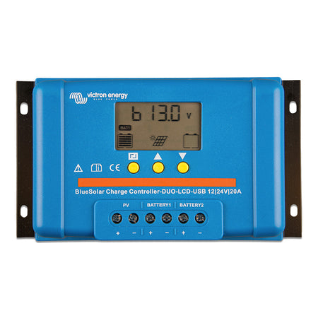 Victron Energy BlueSolar PWM DUO Solar Charge Controller, 12/24V, 20A, LCD, USB, Dual Battery — Quality Boat Parts