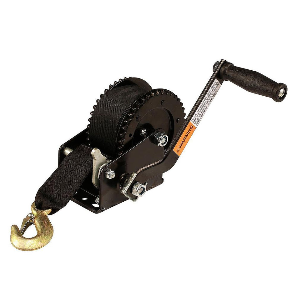 Attwood Marine Boat Trailer Winch, 2 in x 20 ft Nylon Strap, 4.1:1 Gear Ratio, 3-Position Pawl — Quality Boat Parts