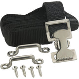 Attwood Marine Fuel Tank Strap Set, 1 in White Nylon Strap, Quick-Release Buckle, Footman Loops — Quality Boat Parts