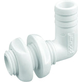 Attwood Marine 90 Degree Thru-Hull Connector, White Polypropylene, Above-Waterline — Quality Boat Parts
