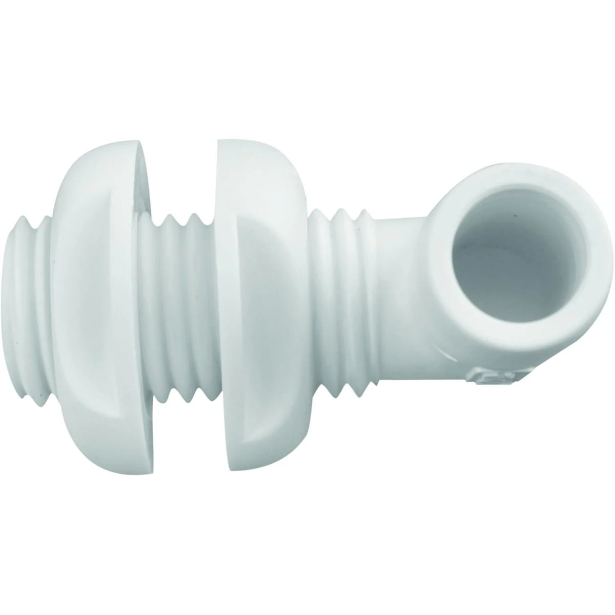 Attwood Marine 90 Degree Thru-Hull Connector, White Polypropylene, Above-Waterline — Quality Boat Parts