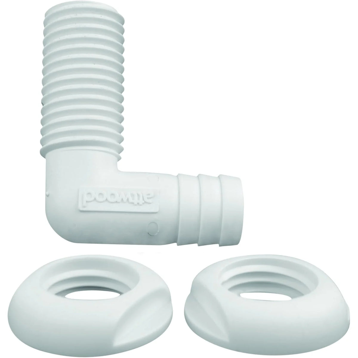Attwood Marine 90 Degree Thru-Hull Connector, White Polypropylene, Above-Waterline — Quality Boat Parts