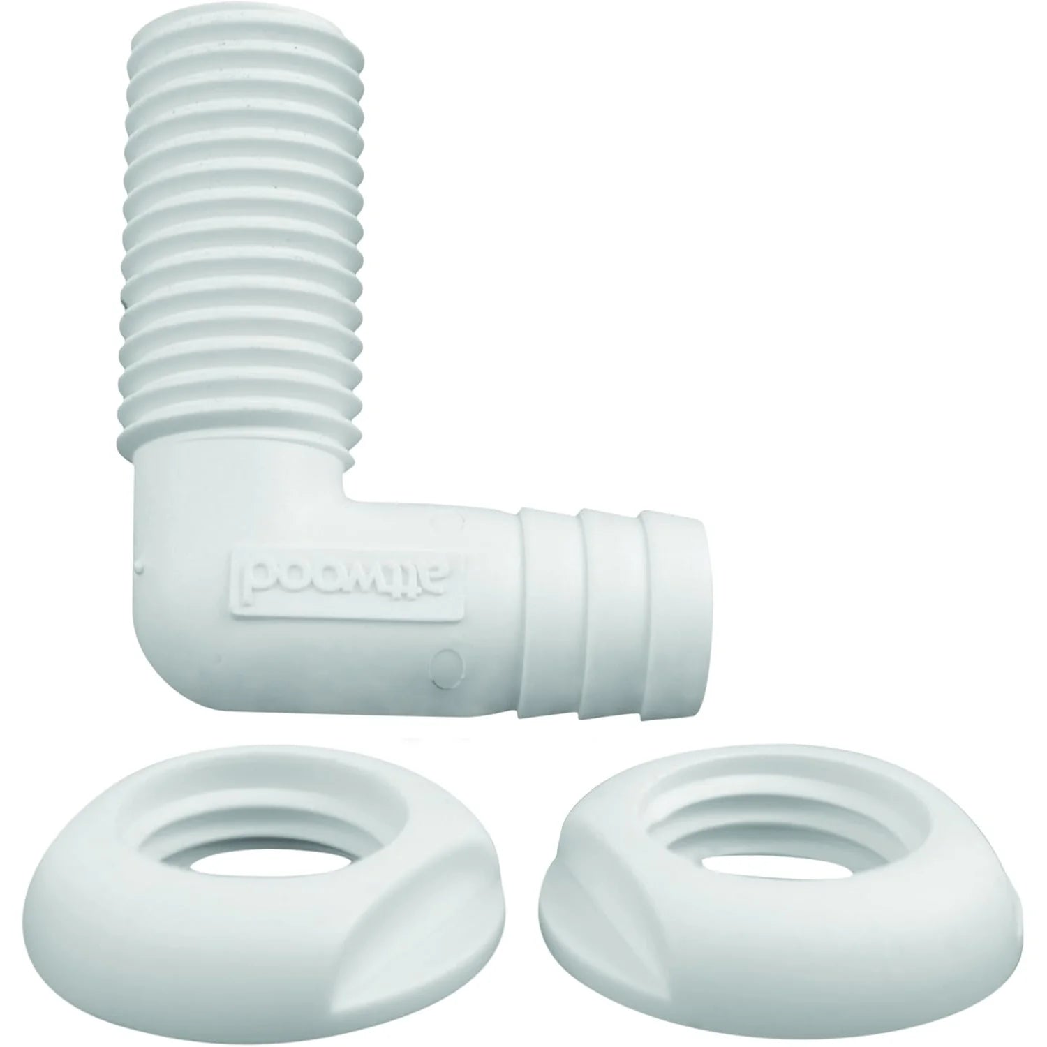 Attwood Marine 90 Degree Thru-Hull Connector, White Polypropylene, Above-Waterline — Quality Boat Parts