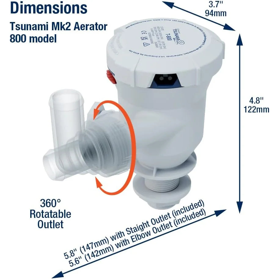 Attwood Marine Tsunami Mk2 T800 Aerator Pump, 12V, 800 GPH, IP68 — Quality Boat Parts