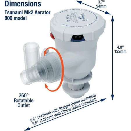 Attwood Marine Tsunami Mk2 T800 Aerator Pump, 12V, 800 GPH, IP68 — Quality Boat Parts