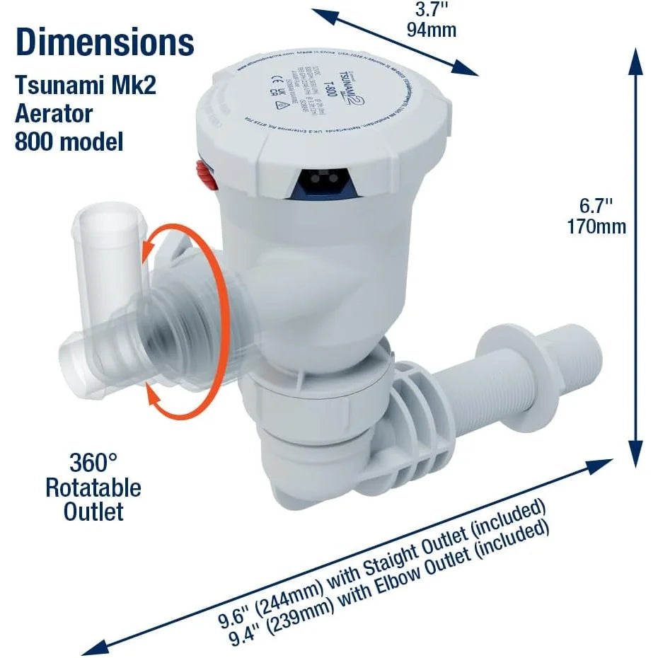 Attwood Marine Tsunami Mk2 T800 Aerator Pump, 12V, 800 GPH, IP68 — Quality Boat Parts