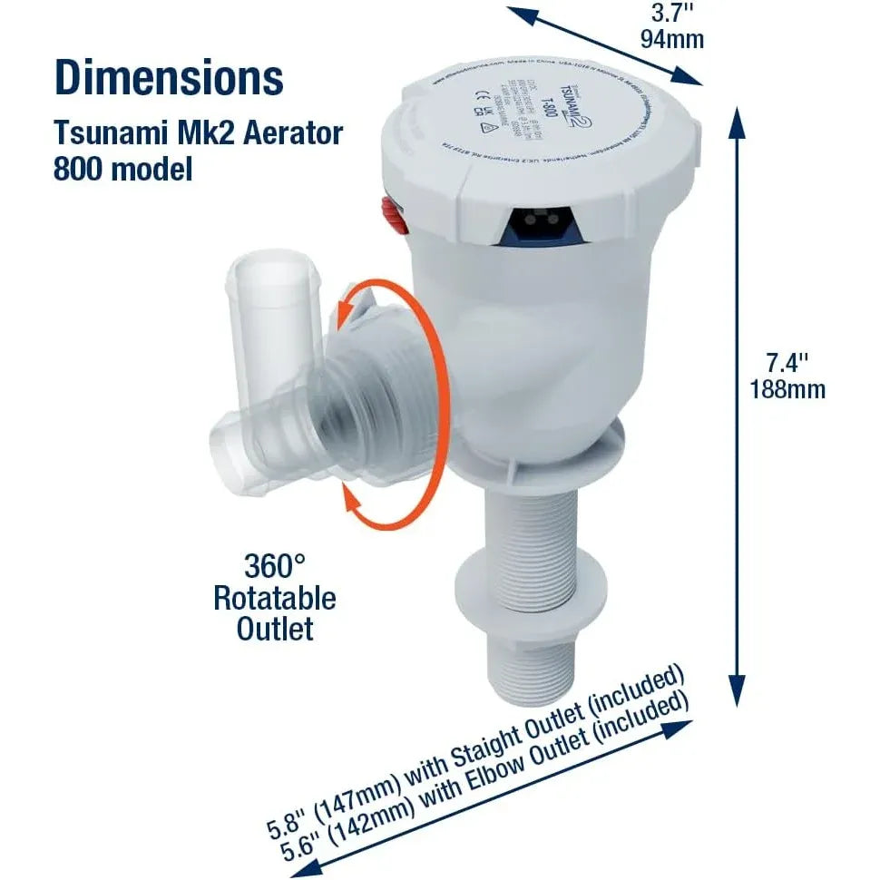 Attwood Marine Tsunami Mk2 T800 Aerator Pump, 12V, 800 GPH, IP68 — Quality Boat Parts
