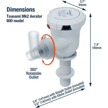 Attwood Marine Tsunami Mk2 T800 Aerator Pump, 12V, 800 GPH, IP68 — Quality Boat Parts