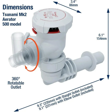 Attwood Marine Tsunami Mk2 T500 Livewell Aerator Pump, 12V, 500 GPH — Quality Boat Parts