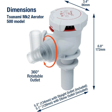 Attwood Marine Tsunami Mk2 T500 Livewell Aerator Pump, 12V, 500 GPH — Quality Boat Parts