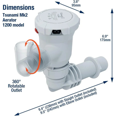 Attwood Marine Tsunami Mk2 T1200 Aerator Pump, 12V, 1200 GPH — Quality Boat Parts
