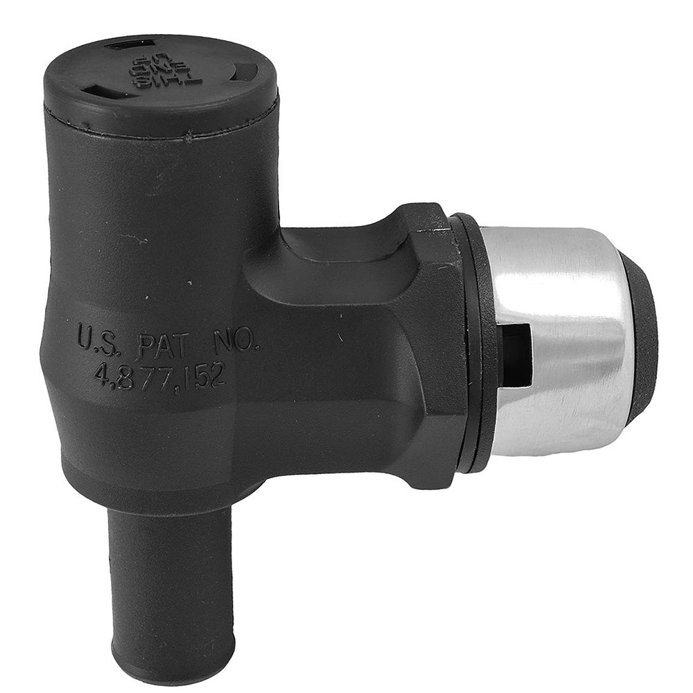 Attwood Marine 90-Degree P-Trap Fuel Tank Vent, 5/8 in ID Hose, 3/4 in Install Hole, 9/16 in Max Hull Thickness, ABYC — Quality Boat Parts