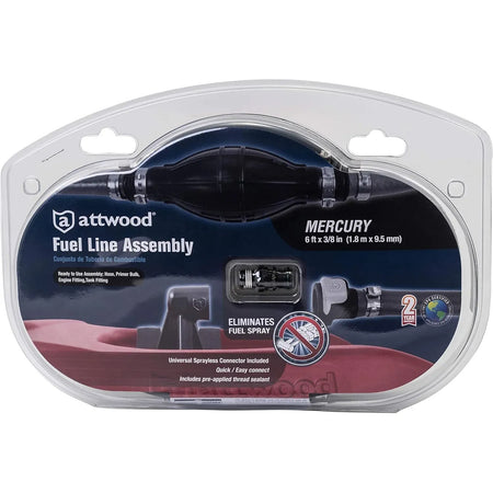 Attwood Marine Mercury Fuel Line Kit, 3/8 in x 6 ft, Universal Sprayless Connector — Quality Boat Parts
