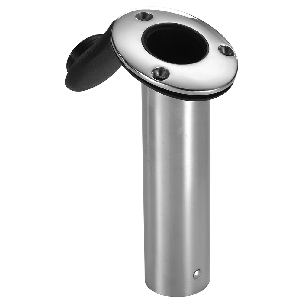 Attwood Marine Standard Series Flush Mount Rod Holder, 2 in Diameter, 7.5 in Length, Polished SS316 — Quality Boat Parts
