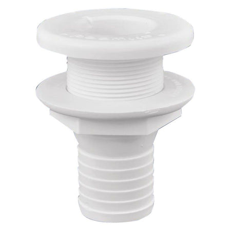 Attwood Marine Thru-Hull Fitting, 1-1/4 in Max Hull, White Polypropylene — Quality Boat Parts