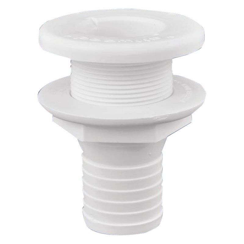 Attwood Marine Thru-Hull Fitting, 1-1/4 in Max Hull, White Polypropylene — Quality Boat Parts