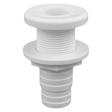 Attwood Marine Thru-Hull Fitting, 1-1/4 in Max Hull, White Polypropylene — Quality Boat Parts