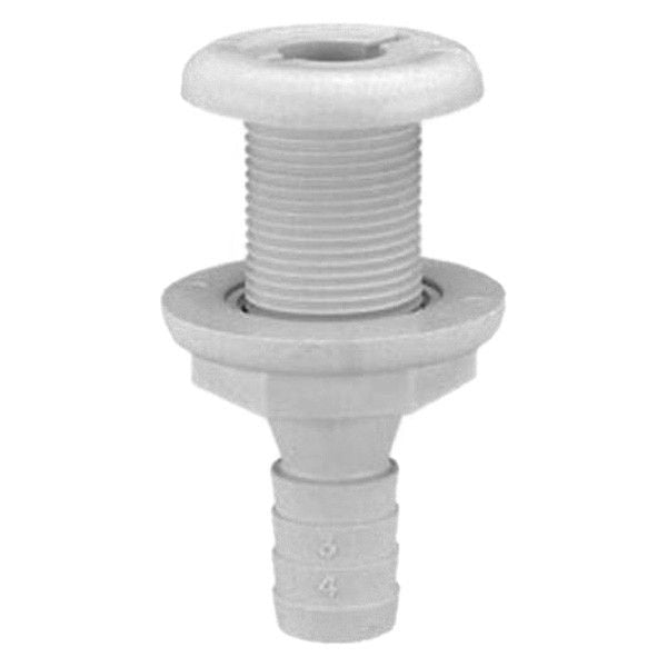 Attwood Marine Thru-Hull Fitting, 1-1/4 in Max Hull, White Polypropylene — Quality Boat Parts