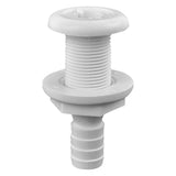 Attwood Marine Thru-Hull Fitting, 1-1/4 in Max Hull, White Polypropylene — Quality Boat Parts