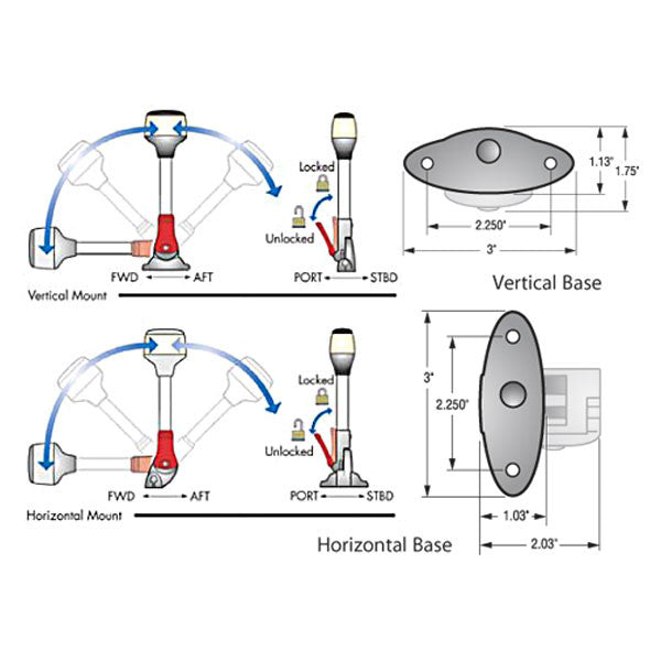 Attwood Marine Fold-Down Incandescent Anchor/Masthead Light, 12V, 3 NM, 360 Degree, Horizontal Mount — Quality Boat Parts