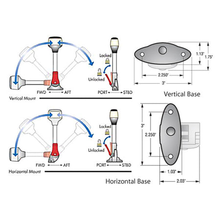 Attwood Marine Fold-Down Incandescent Anchor/Masthead Light, 12V, 3 NM, 360 Degree, Horizontal Mount — Quality Boat Parts