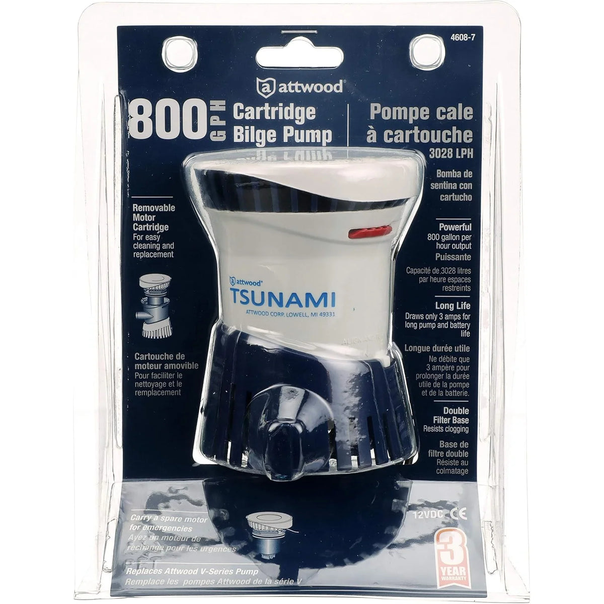Attwood Marine Tsunami Mk2 Manual Bilge Pump, X-Air Impeller, 90-Degree Rotatable Outlet — Quality Boat Parts