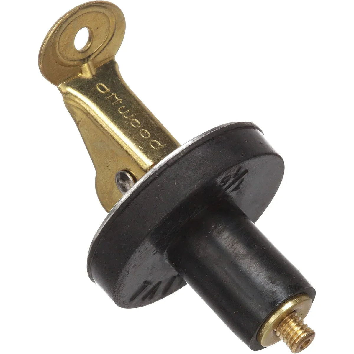 Attwood Marine Livewell/Bailer Drain Plug, Snap-Handle, Cam-Action Neoprene, Brass Snaps and Plates — Quality Boat Parts