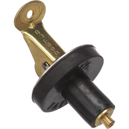Attwood Marine Livewell/Bailer Drain Plug, Snap-Handle, Cam-Action Neoprene, Brass Snaps and Plates — Quality Boat Parts