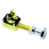 Attwood Marine Push-Pull Switches, 12V DC, Screw Terminals, Chrome-Plated Knob, Brass Case — Quality Boat Parts