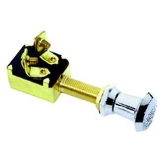 Attwood Marine Push-Pull Switches, 12V DC, Screw Terminals, Chrome-Plated Knob, Brass Case — Quality Boat Parts