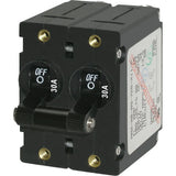 Blue Sea Systems A-Series Double Pole Toggle Circuit Breaker, 120/240V AC, 65V DC, Magnetic Hydraulic, Trip Free — Quality Boat Parts
