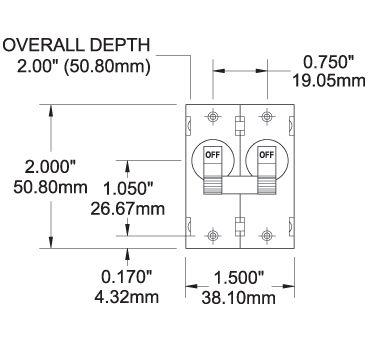 Blue Sea Systems A-Series Double Pole Toggle Circuit Breaker, 120/240V AC, 65V DC, Magnetic Hydraulic, Trip Free — Quality Boat Parts