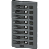 Blue Sea Systems WeatherDeck Waterproof Circuit Breaker Panel, 12/24V DC, IP67, 15A Per Circuit, Green LED Backlit Labels, Gray Panel — Quality Boat Parts
