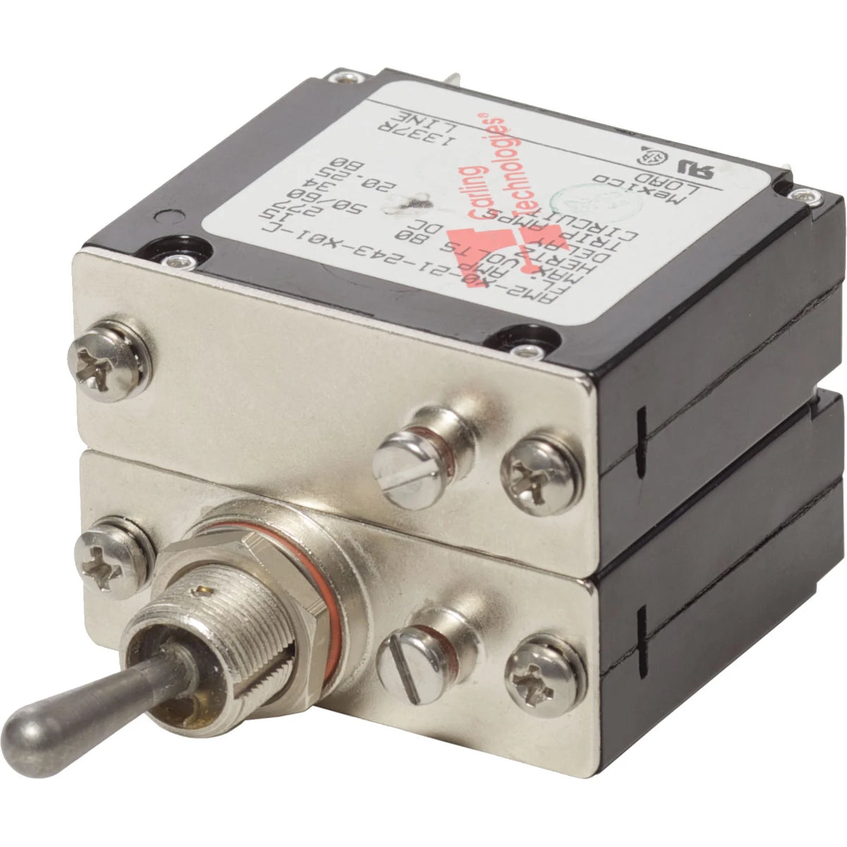 Blue Sea Systems COTS Military Grade A-Series Magnetic Hydraulic Circuit Breaker, 2 Pole, 277V AC, 65V DC, Metal Toggle, Trip-Free — Quality Boat Parts
