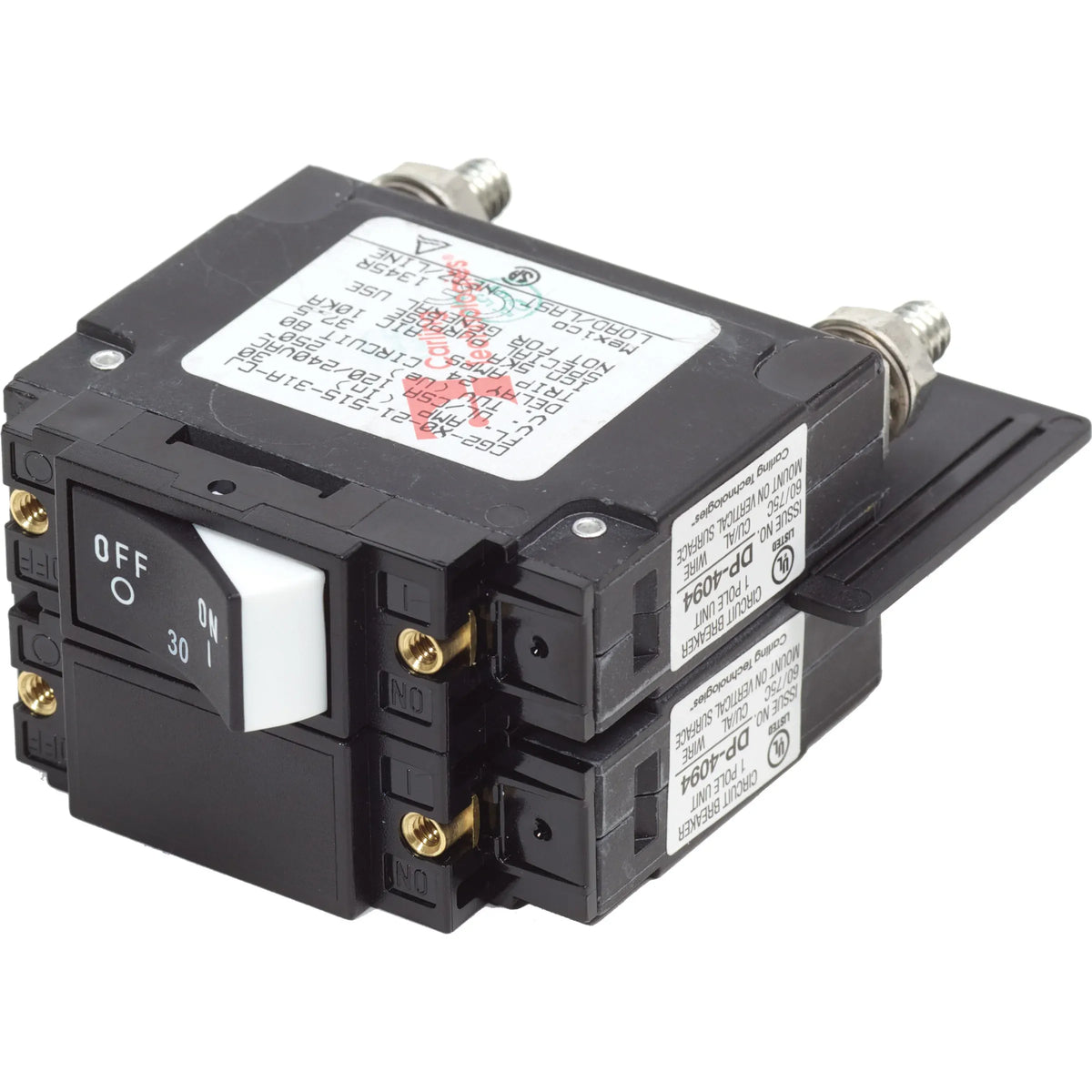 Blue Sea Systems UL-489 Circuit Breaker, 250V AC, 2-Pole, Raised Rocker — Quality Boat Parts