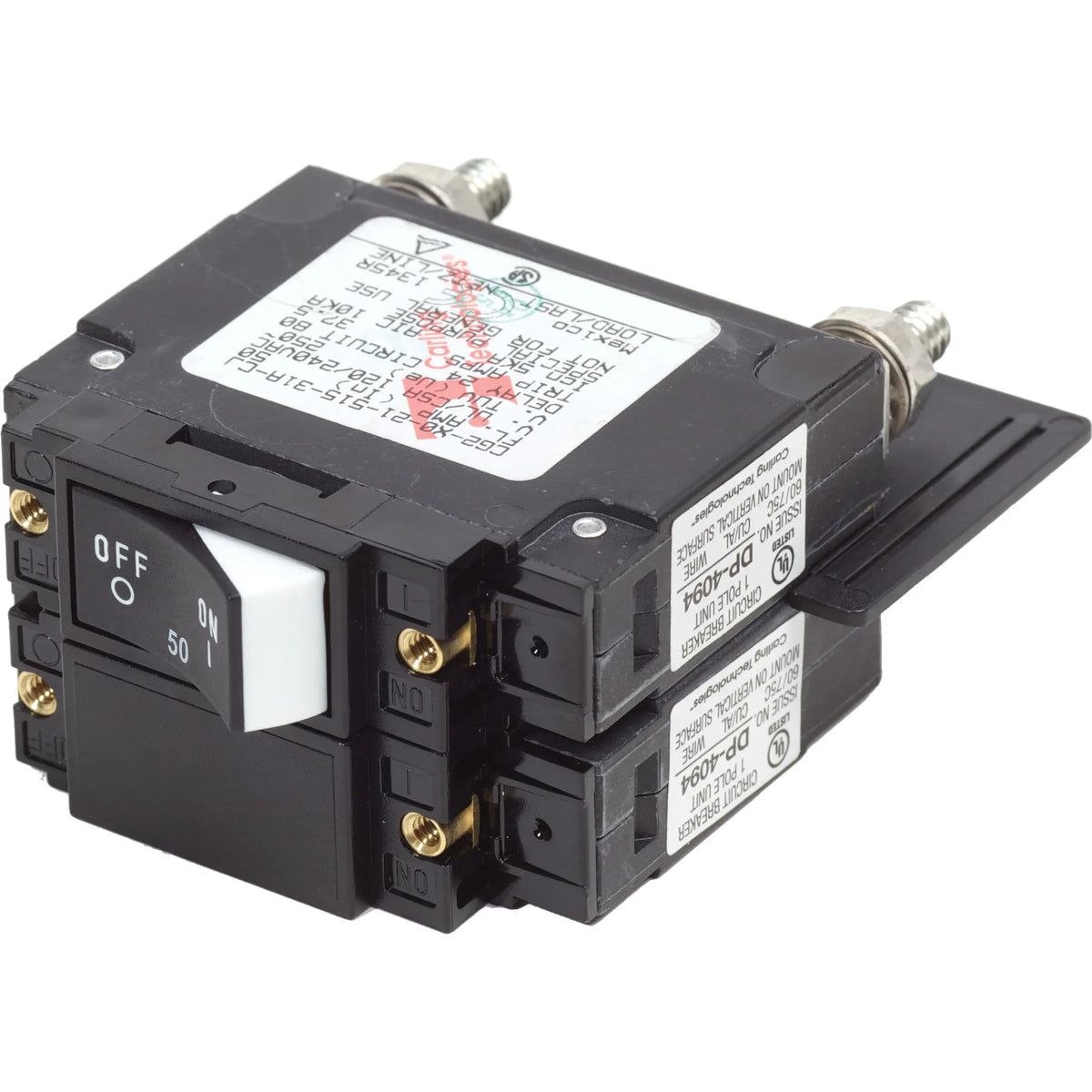 Blue Sea Systems UL-489 Circuit Breaker, 250V AC, 2-Pole, Raised Rocker — Quality Boat Parts