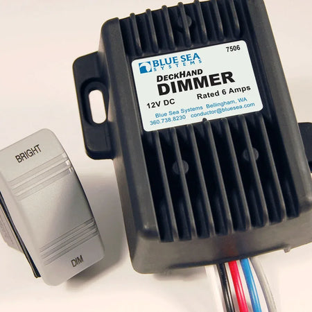 Blue Sea Systems DeckHand Dimmer, For Non-Regulated LED, Incandescent and Halogen Lights, 0-100% Voltage Control, Momentary Switch, Last Setting Memory — Quality Boat Parts
