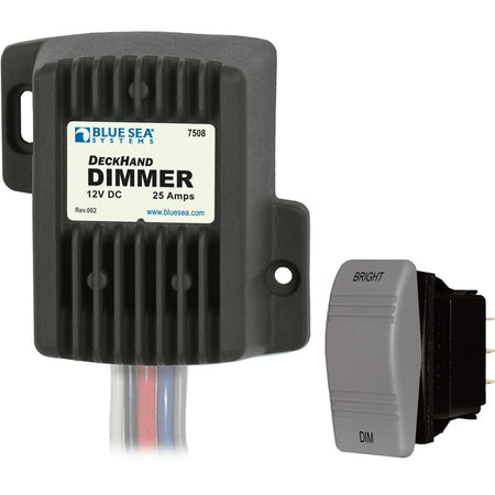 Blue Sea Systems DeckHand Dimmer, For Non-Regulated LED, Incandescent and Halogen Lights, 0-100% Voltage Control, Momentary Switch, Last Setting Memory — Quality Boat Parts
