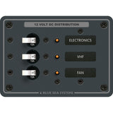 Blue Sea Systems Traditional Metal DC Circuit Breaker Panel, 12V/24V DC, 100A, White Toggle Breakers, Backlit Labels — Quality Boat Parts
