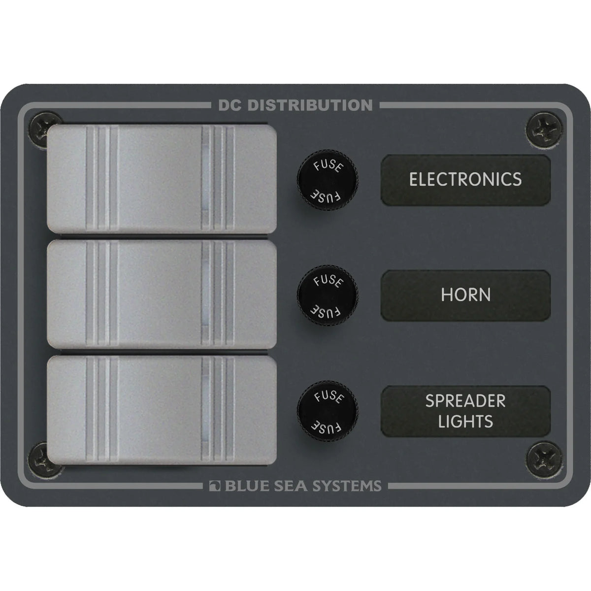 Blue Sea Systems Contura DC Switch Panel, Water Resistant, 12/24V DC, ON-OFF Switches, Slate Gray Finish — Quality Boat Parts