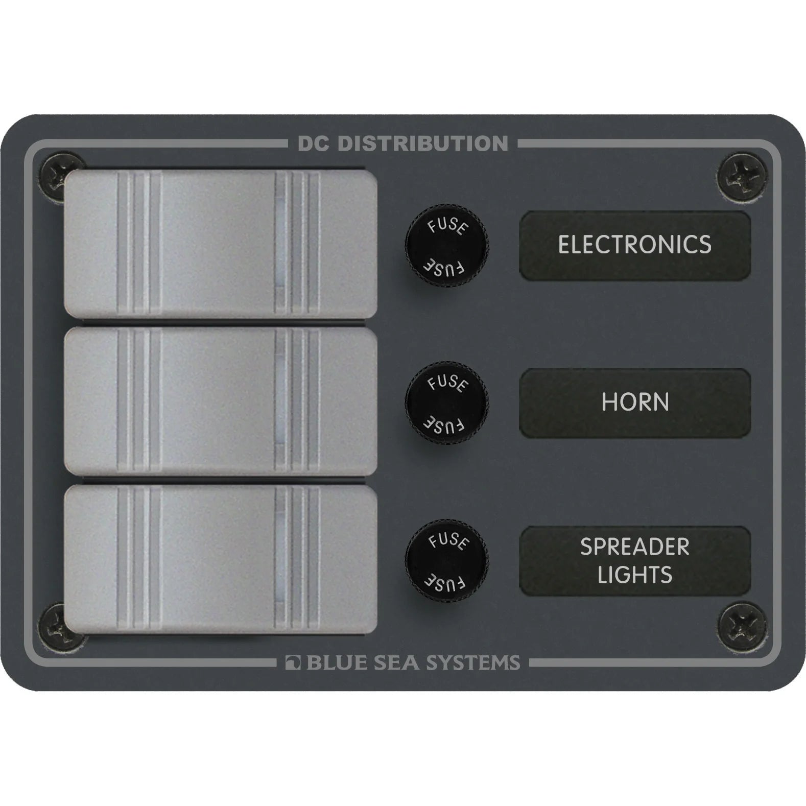 Blue Sea Systems Contura DC Switch Panel, Water Resistant, 12/24V DC, ON-OFF Switches, Slate Gray Finish — Quality Boat Parts