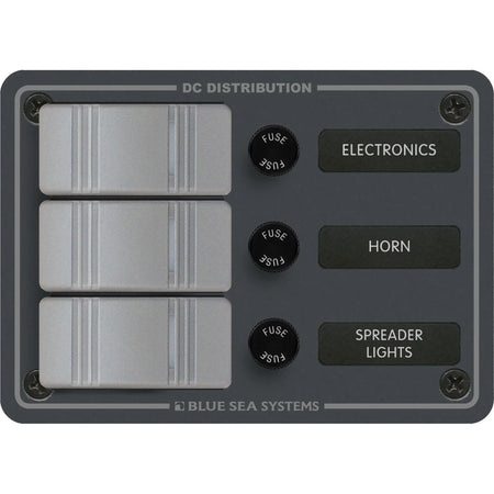 Blue Sea Systems Contura DC Switch Panel, Water Resistant, 12/24V DC, ON-OFF Switches, Slate Gray Finish — Quality Boat Parts