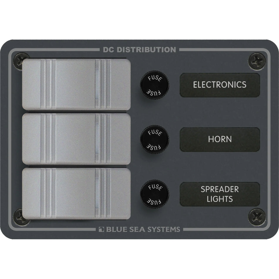 Blue Sea Systems Contura DC Switch Panel, Water Resistant, 12/24V DC, ON-OFF Switches, Slate Gray Finish — Quality Boat Parts