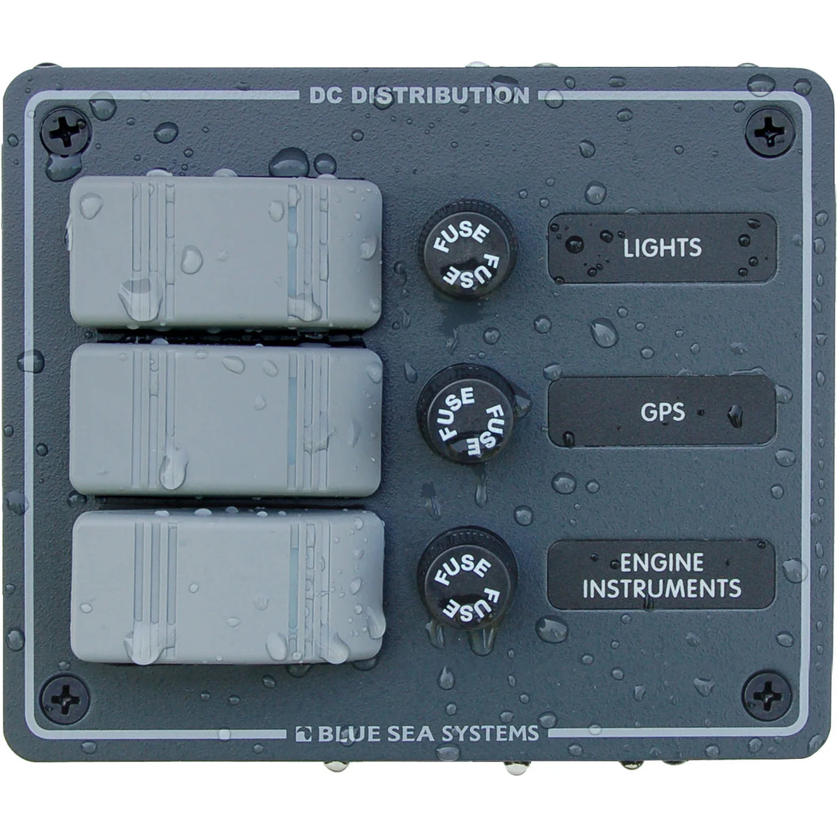 Blue Sea Systems Contura DC Switch Panel, Water Resistant, 12/24V DC, ON-OFF Switches, Slate Gray Finish — Quality Boat Parts