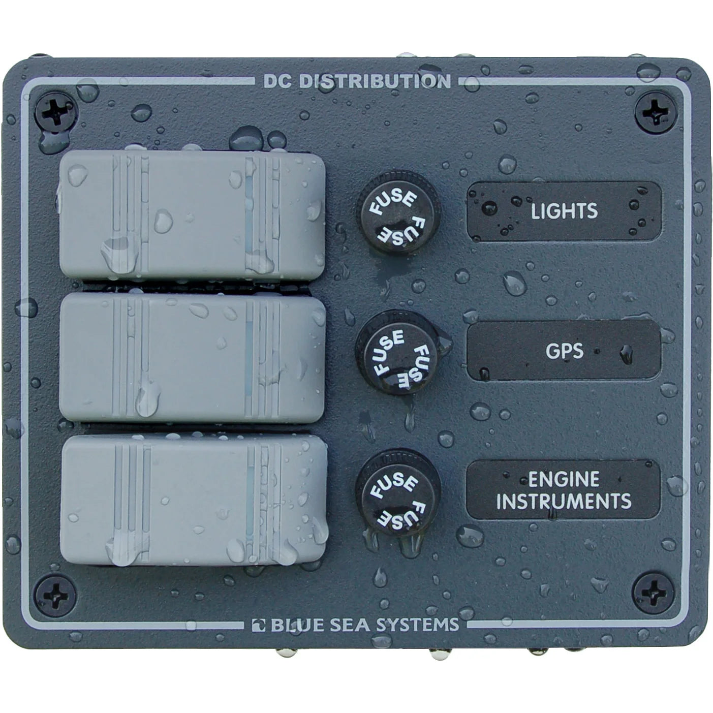 Blue Sea Systems Contura DC Switch Panel, Water Resistant, 12/24V DC, ON-OFF Switches, Slate Gray Finish — Quality Boat Parts
