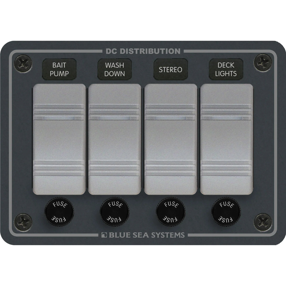 Blue Sea Systems Contura DC Switch Panel, Water Resistant, 12/24V DC, ON-OFF Switches, Slate Gray Finish — Quality Boat Parts