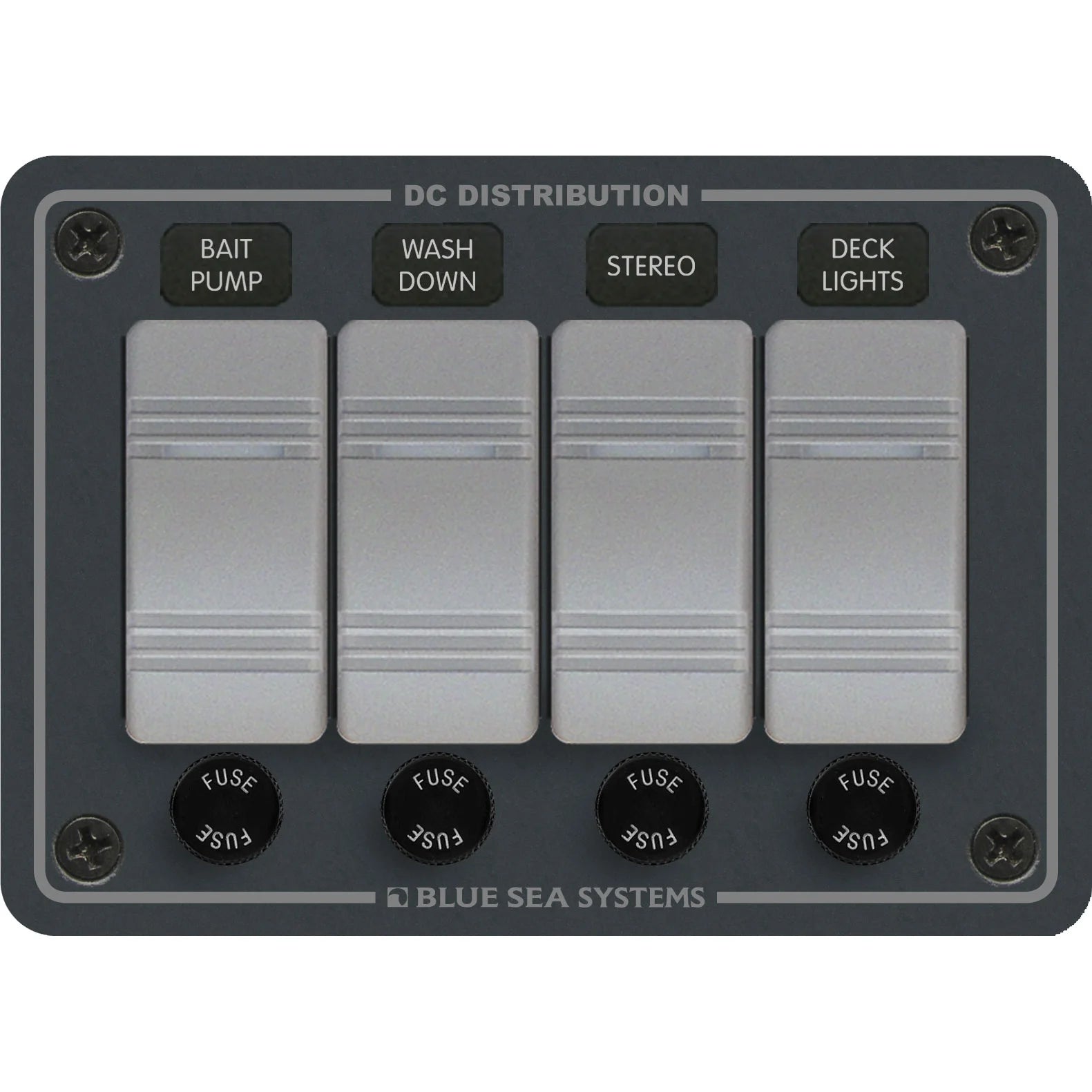 Blue Sea Systems Contura DC Switch Panel, Water Resistant, 12/24V DC, ON-OFF Switches, Slate Gray Finish — Quality Boat Parts