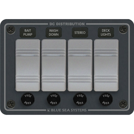 Blue Sea Systems Contura DC Switch Panel, Water Resistant, 12/24V DC, ON-OFF Switches, Slate Gray Finish — Quality Boat Parts